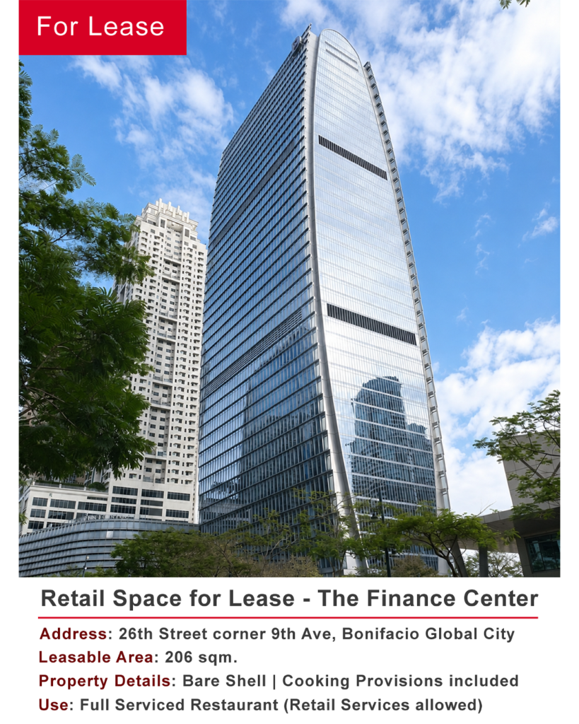 🏢 RETAIL SPACE FOR LEASE | THE FINANCE CENTER, BGC